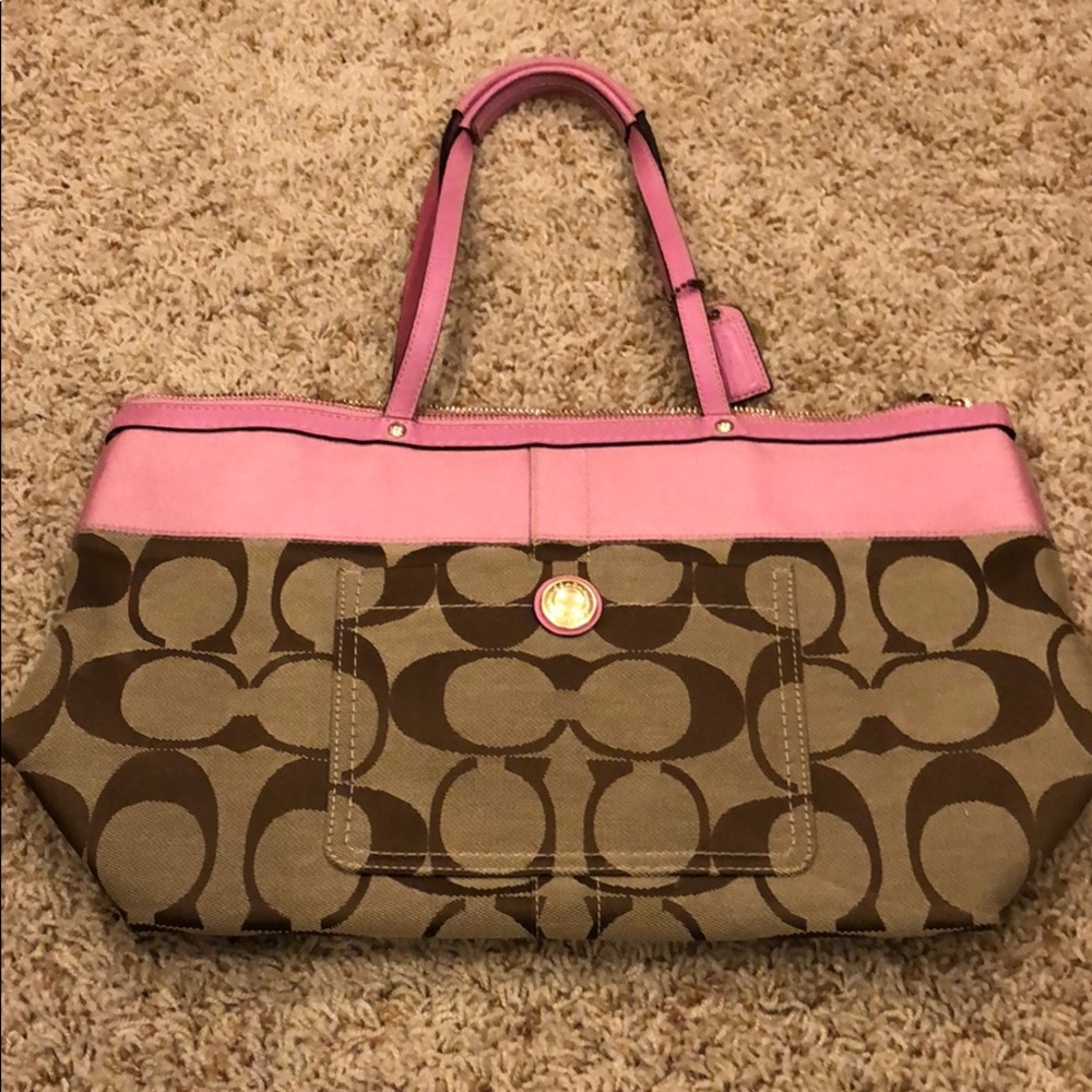 Coach Signature Strip Tote